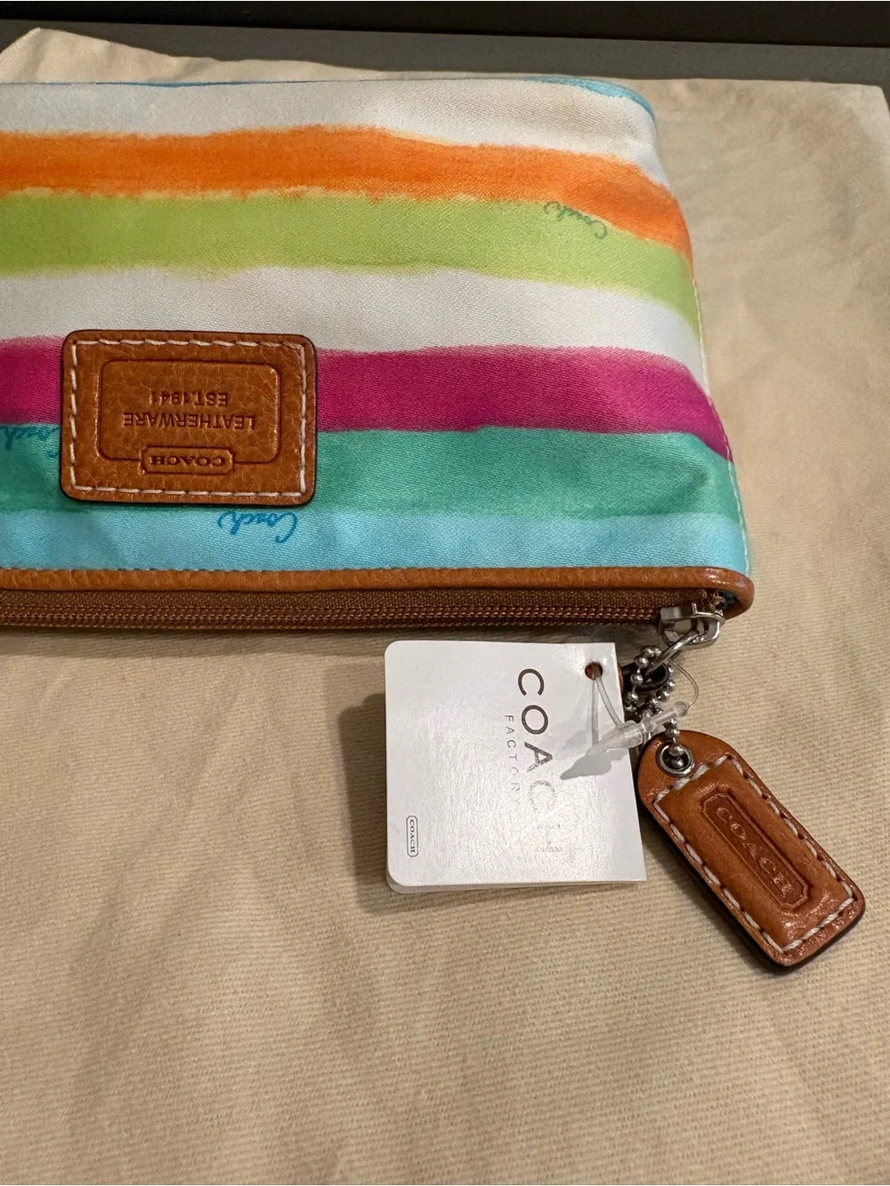 Coach Hampton Watercolor Stripe Zip-Top Cosmetic Bag
